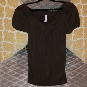 Gitano Vintage Brown Short Sleeve V-neck Shirt
